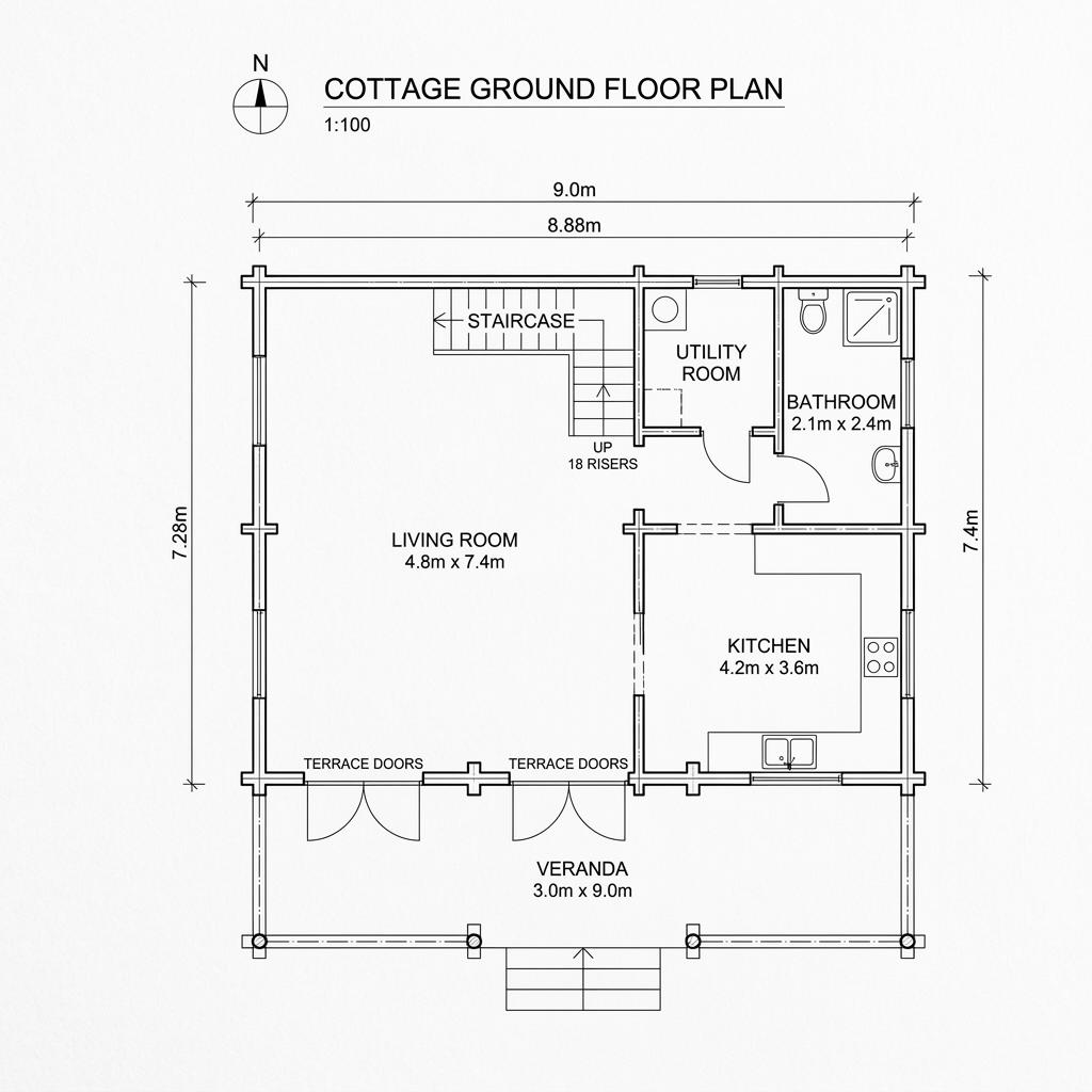 Grundriss Minttu von LéonWood — 86 m², 3 Zimmer