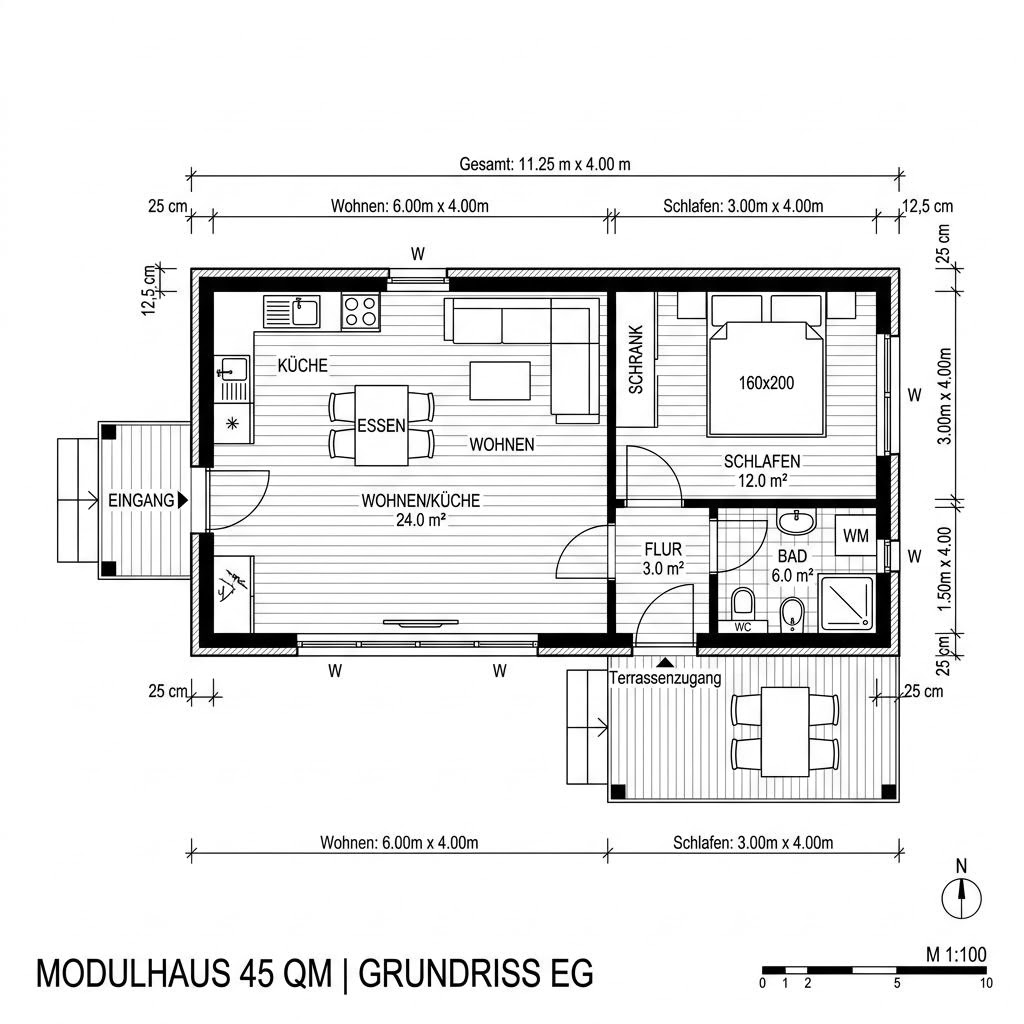 Modulhaus ECO B2 von McCube — Modulbau mit rund 45 m²