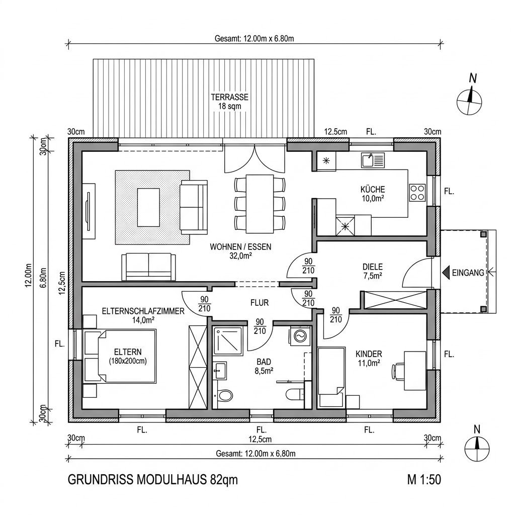 Modulhaus ECO D Familie von McCube — Modulbau mit rund 82 m²