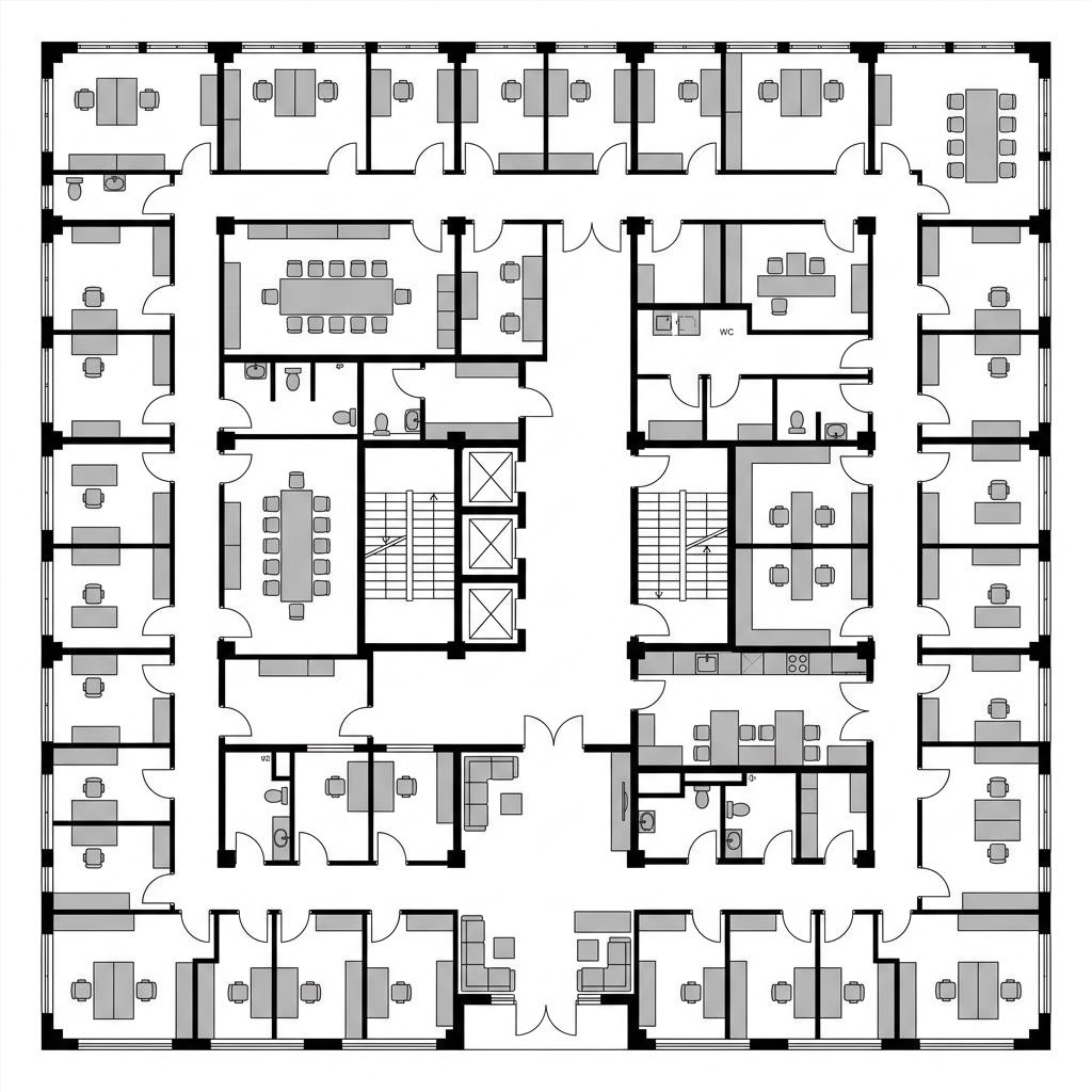 Grundriss Hotelbau Vital-Businessgebäude von Regnauer Hausbau — 2500 m², 40 Zimmer