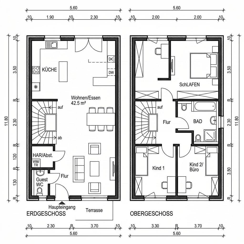 Grundriss Berlin Reihe 110 von Roth-Massivhaus — 110 m², 4 Zimmer
