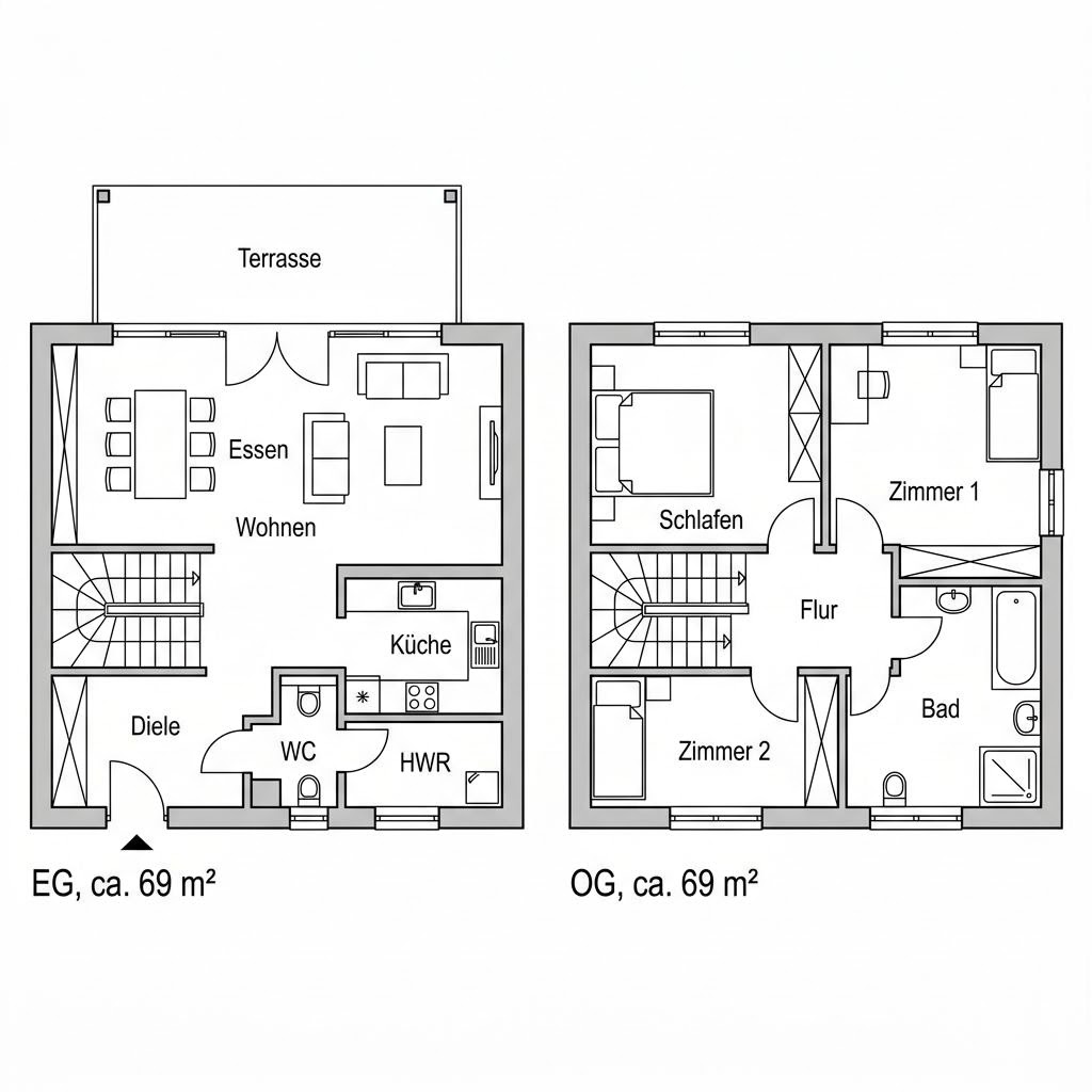 Grundriss Cubo 138 von RENSCH-HAUS — 138 m², 4 Zimmer