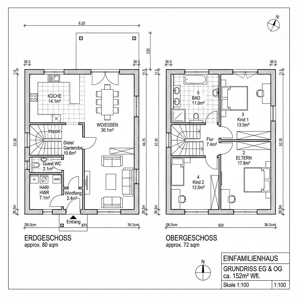 Grundriss Selection-E 152 E2 von Schwabenhaus — 152 m², 5 Zimmer