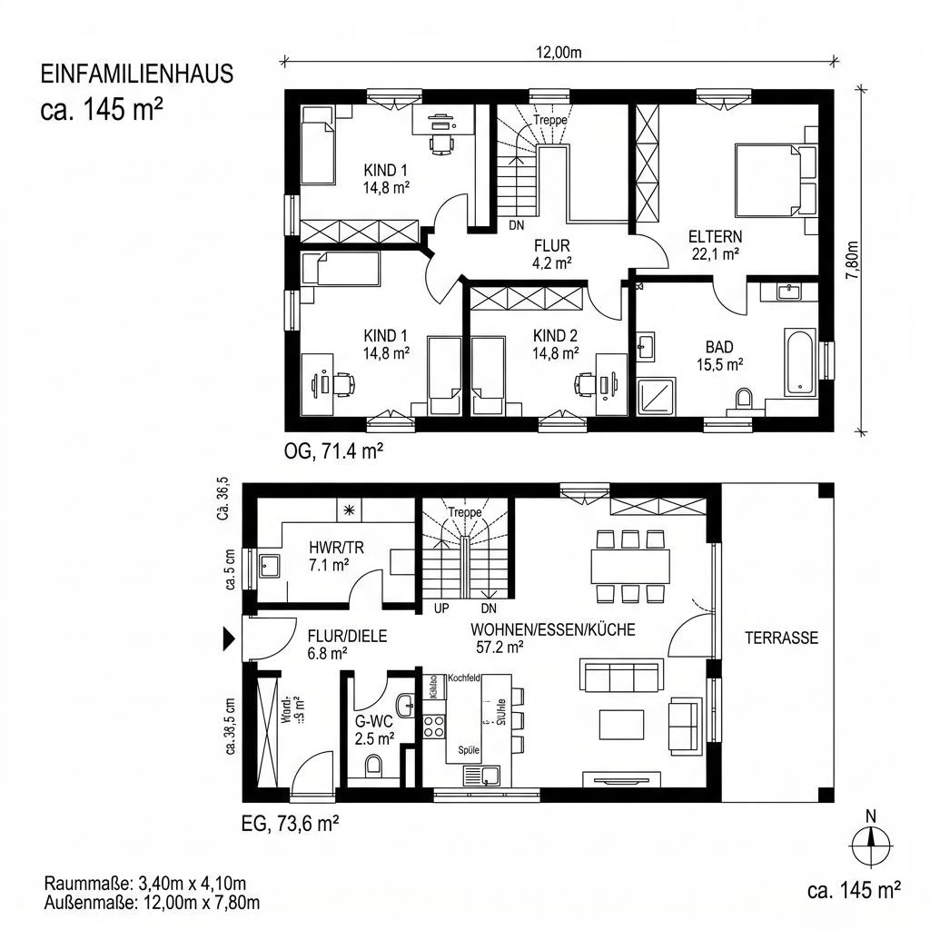 Grundriss Sensation-E 145 E3 von Schwabenhaus — 145 m², 5 Zimmer