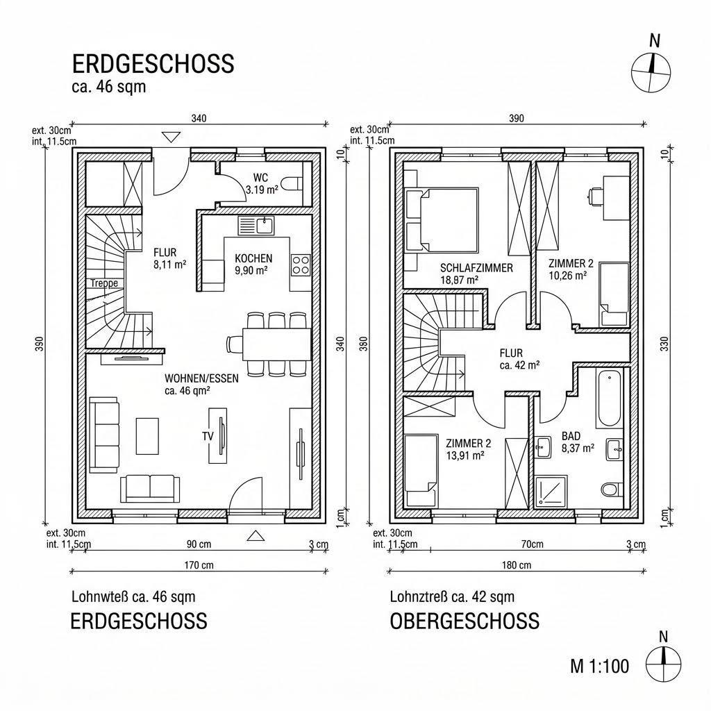 Grundriss Singlehaus Birke 88 Grundriss Singlehaus Birke 88 von Frammelsberger Holzhaus