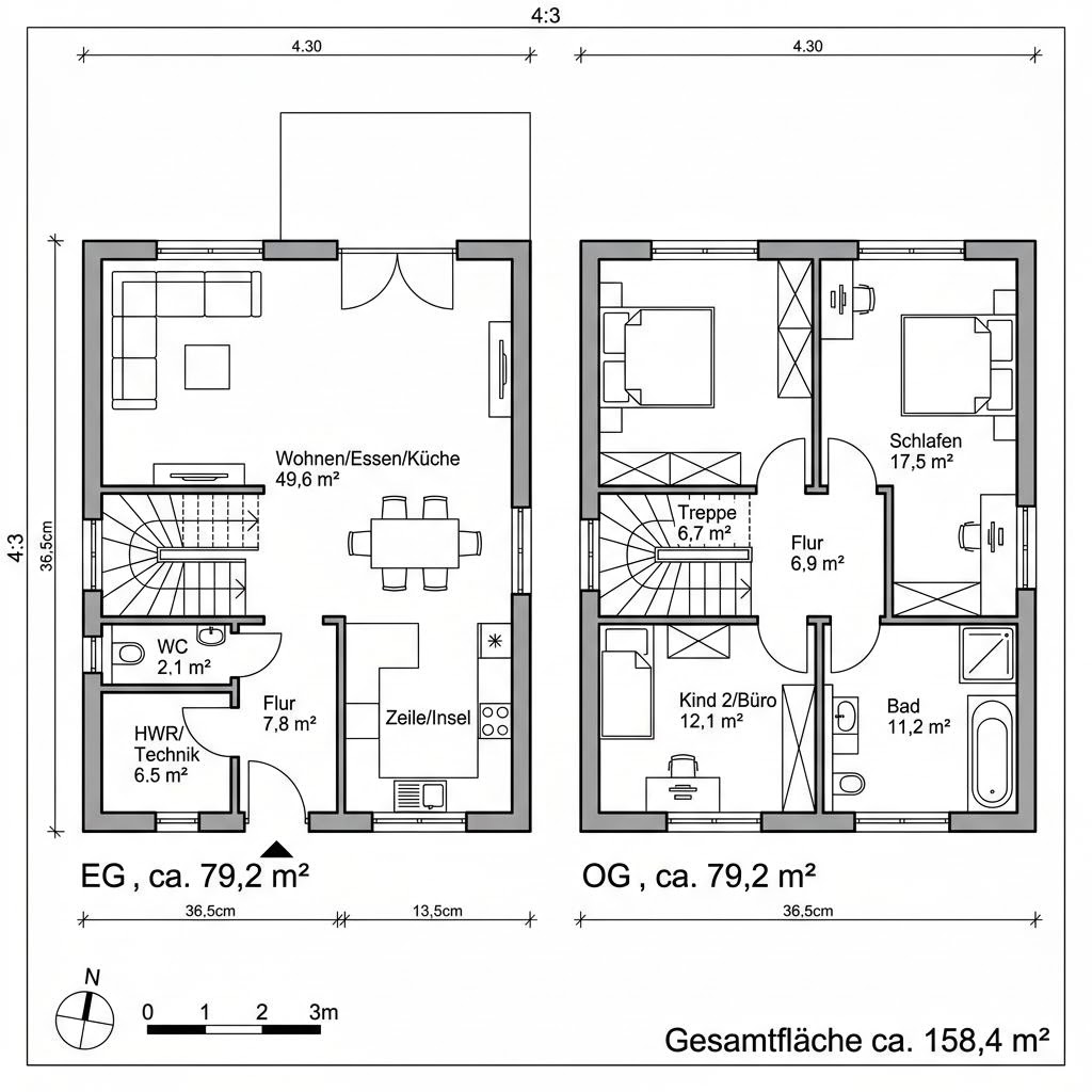 Grundriss City Villa 158 von ARGE-HAUS — 158 m², 5 Zimmer