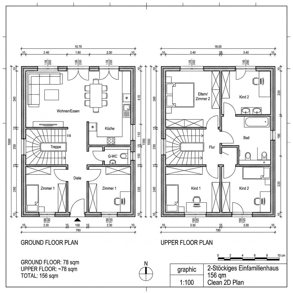 Grundriss Esprit Stadtvilla 156 von Bärenhaus — 156 m², 5 Zimmer