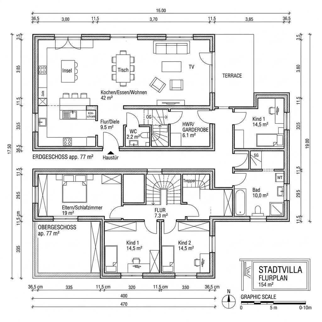 Grundriss Stadtvilla Eisenach von Econ Das Haus — 154 m², 5 Zimmer