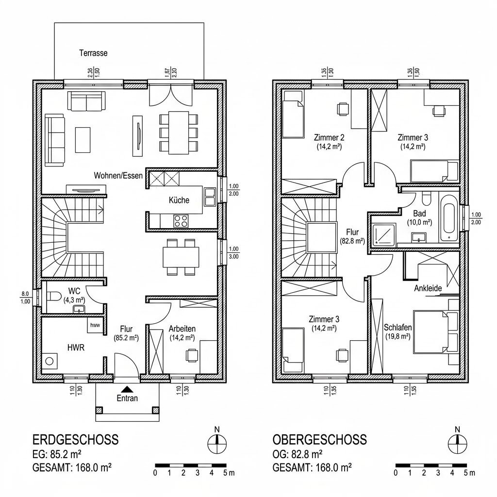Grundriss Quadro 168 von Fingerhut Haus — 168 m², 6 Zimmer