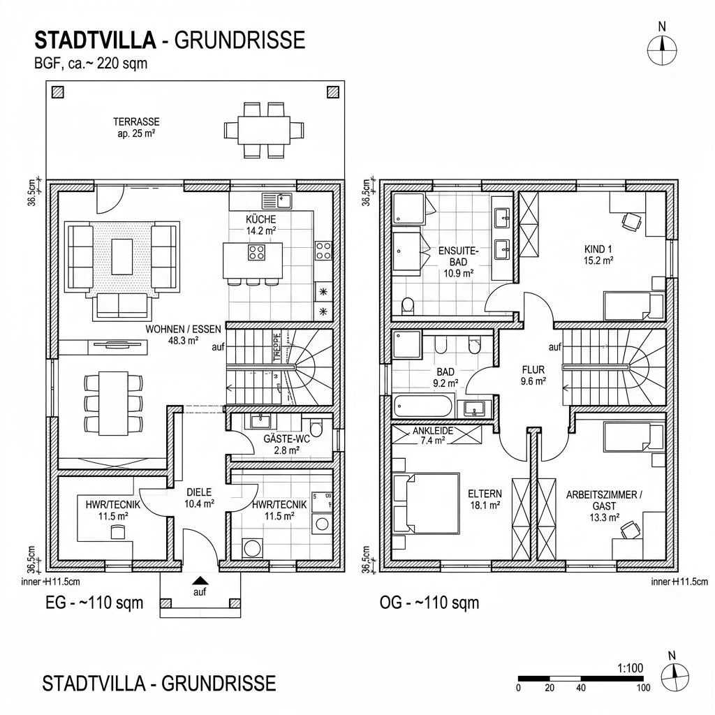 Grundriss City 220 von Haacke Haus — 220 m², 7 Zimmer