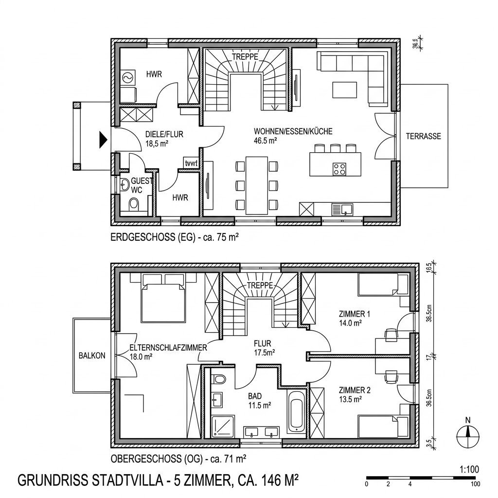 Grundriss ComfortStyle 11.02 W von Living Haus — 146 m², 5 Zimmer