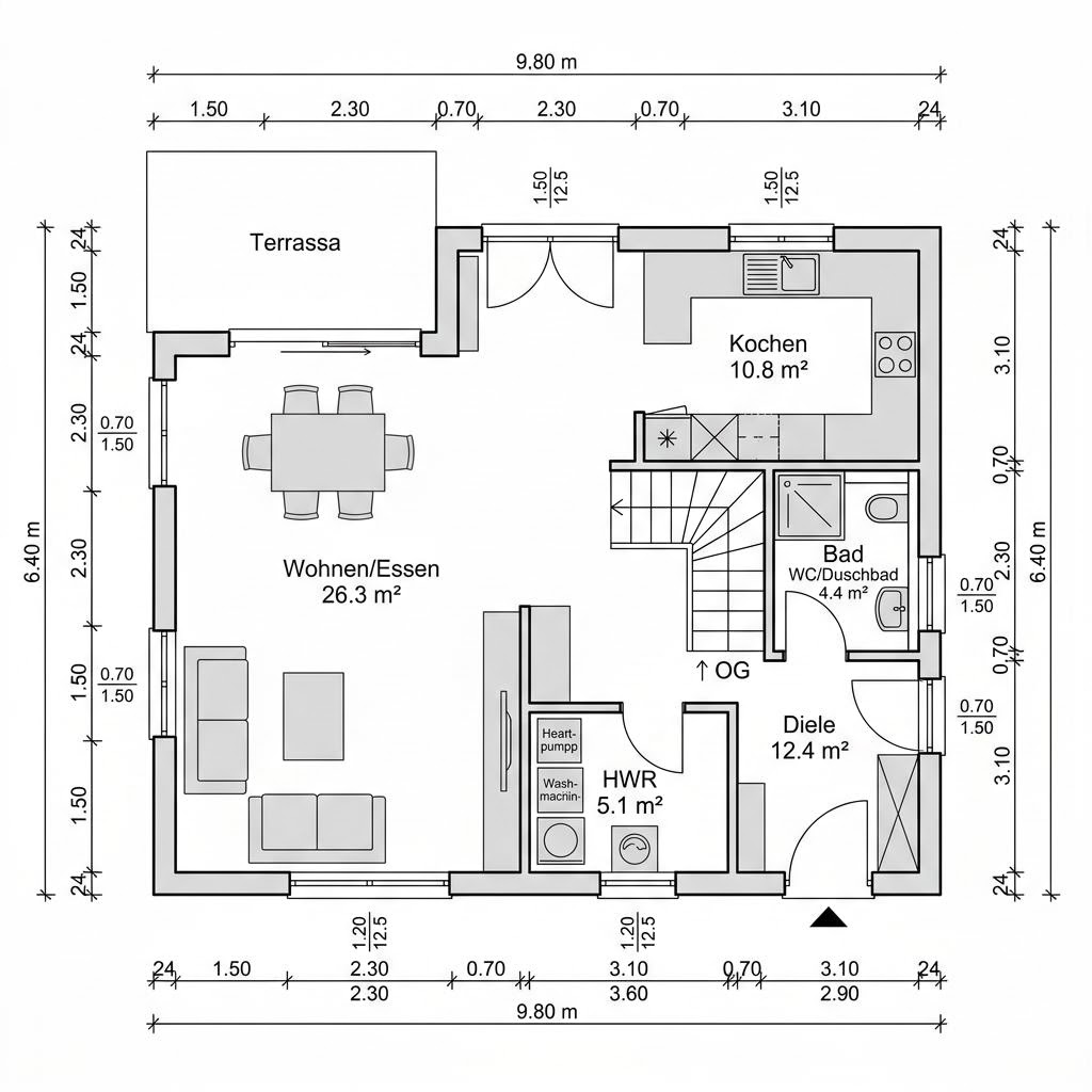 Grundriss Ausbauhaus Flair 113 von Town & Country Haus Deutschland — 113 m², 4 Zimmer
