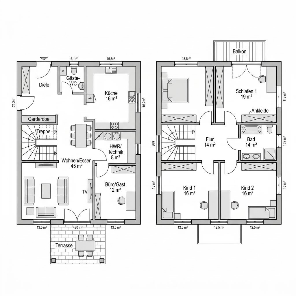 Grundriss Solita 180 von WeberHaus — 180 m², 6 Zimmer