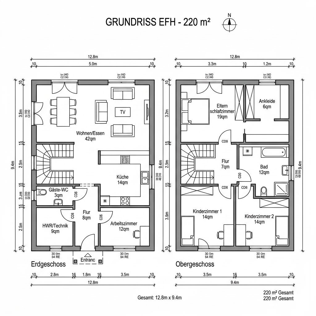 Grundriss Maxime 1300 von Viebrockhaus — 220 m², 7 Zimmer